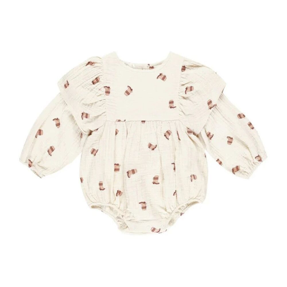 NWT Rylee and Cru Boots Kalea Long Sleeve Romper 6-12 M Cotton Western